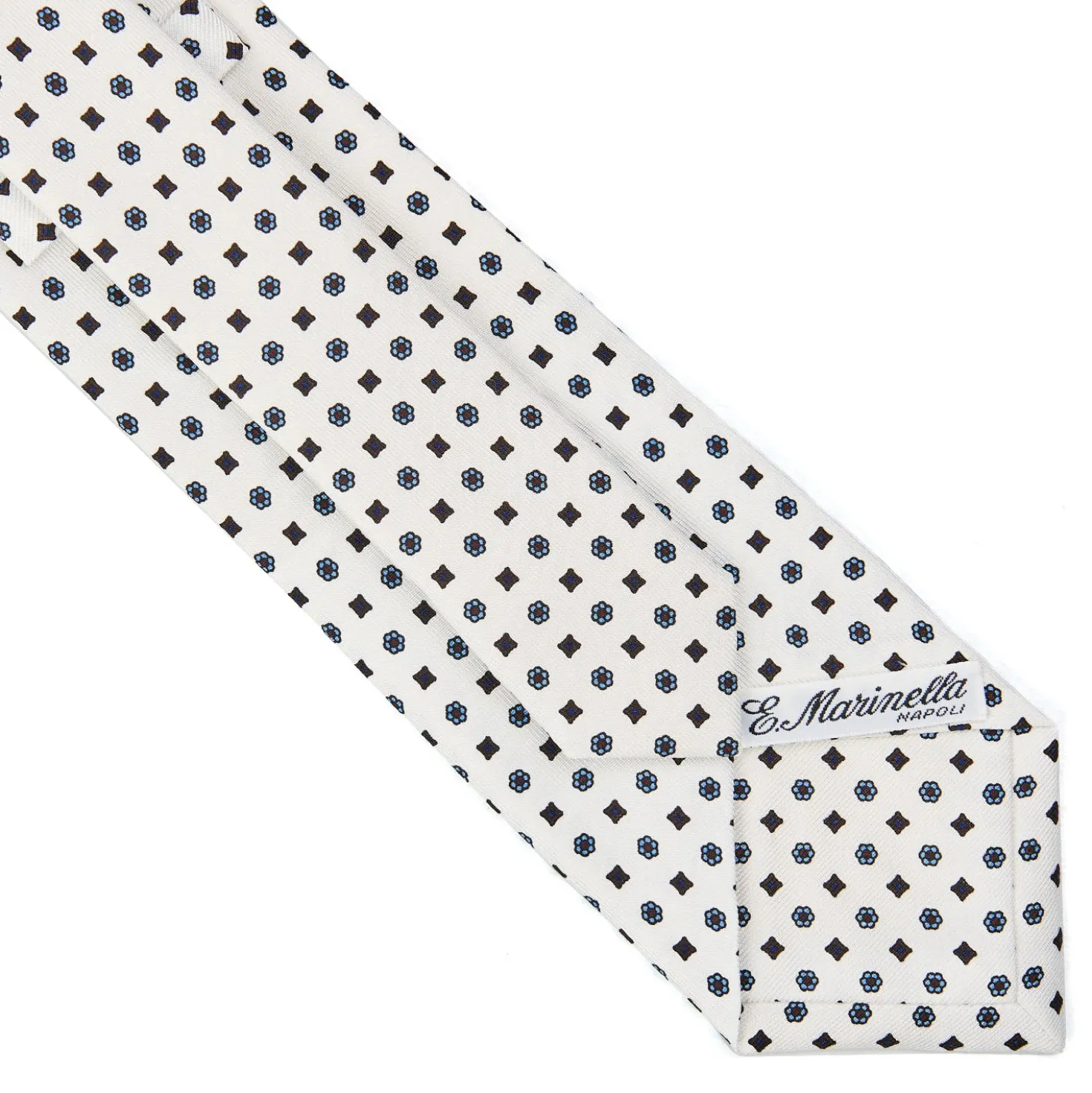 CRAVATTA SARTORIALE CLASSICA IN SETA BIANCA Microfantasia fiore