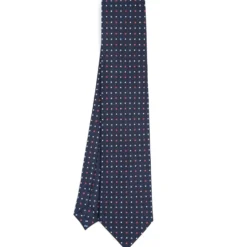 CRAVATTA SARTORIALE CLASSICA IN SETA BLU SCURO Microfantasia fiore