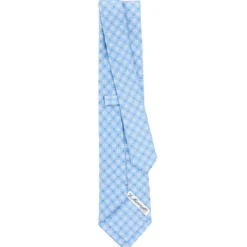 CRAVATTA SARTORIALE CLASSICA IN SETA AZZURRA Microfantasia fiore
