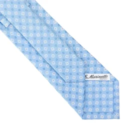 CRAVATTA SARTORIALE CLASSICA IN SETA AZZURRA Microfantasia fiore
