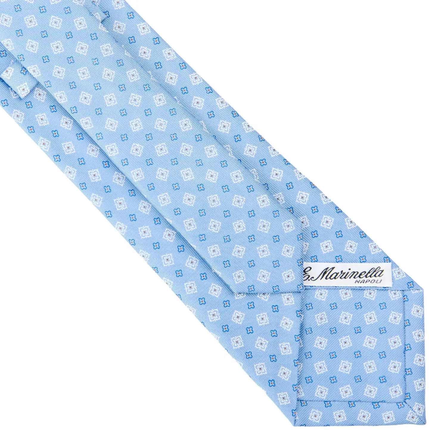 CRAVATTA SARTORIALE CLASSICA IN SETA AZZURRA Microfantasia fiore
