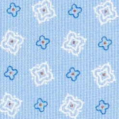 CRAVATTA SARTORIALE CLASSICA IN SETA AZZURRA Microfantasia fiore