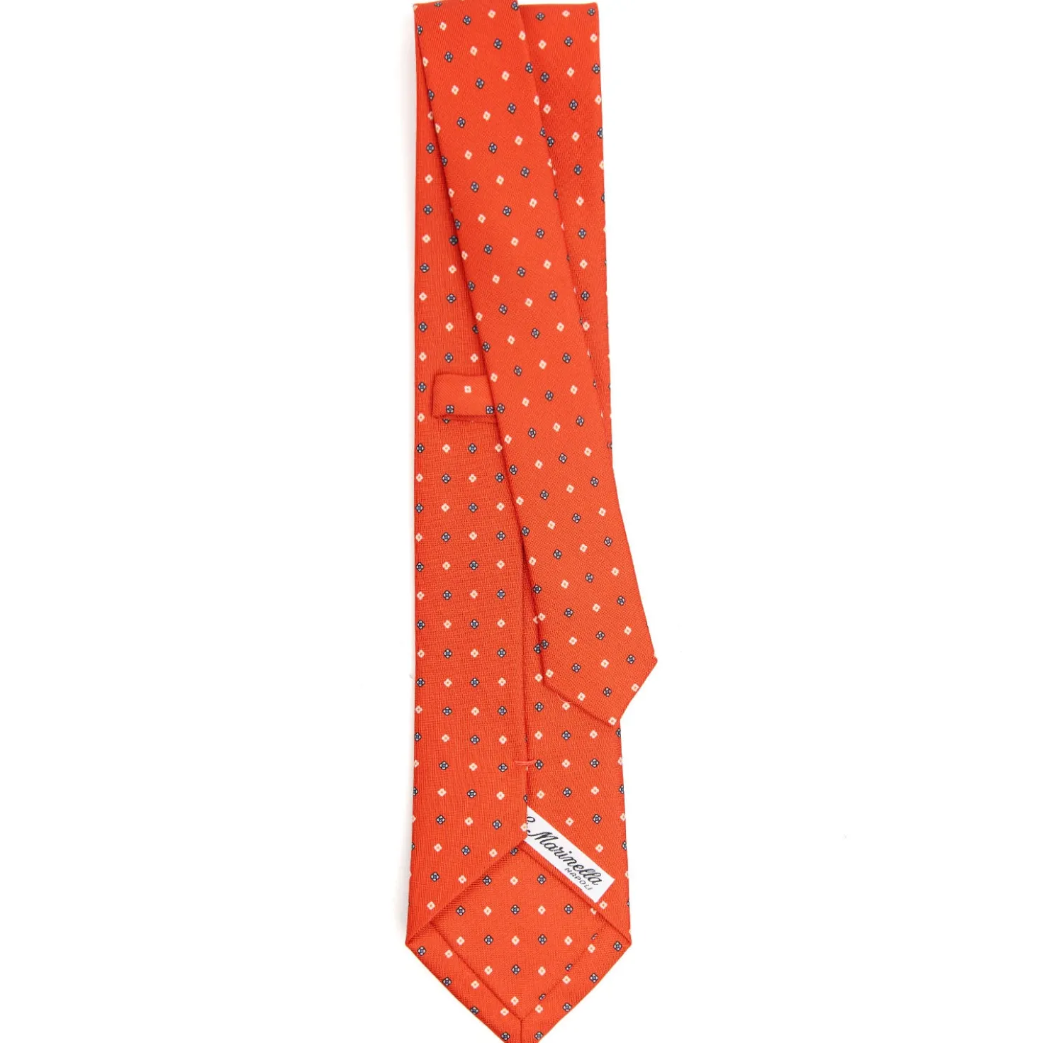 CRAVATTA SARTORIALE CLASSICA IN SETA ARANCIONE Microfantasia fiore