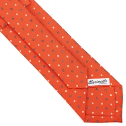 CRAVATTA SARTORIALE CLASSICA IN SETA ARANCIONE Microfantasia fiore