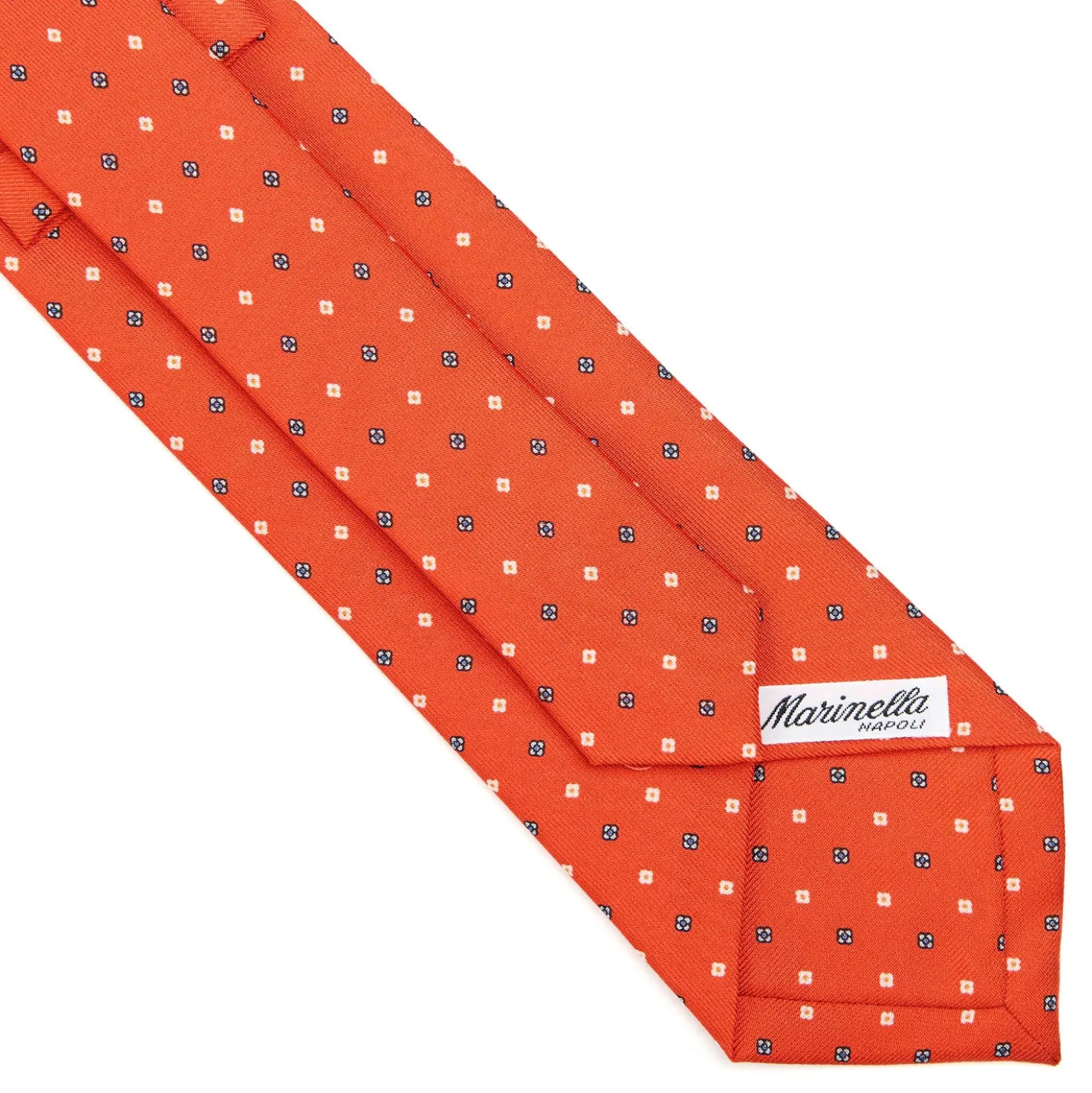 CRAVATTA SARTORIALE CLASSICA IN SETA ARANCIONE Microfantasia fiore