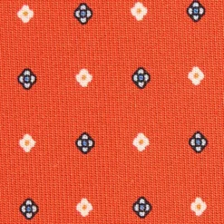 CRAVATTA SARTORIALE CLASSICA IN SETA ARANCIONE Microfantasia fiore