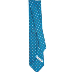 CRAVATTA SARTORIALE CLASSICA IN SETA BLU MEDIO Microfantasia fiore