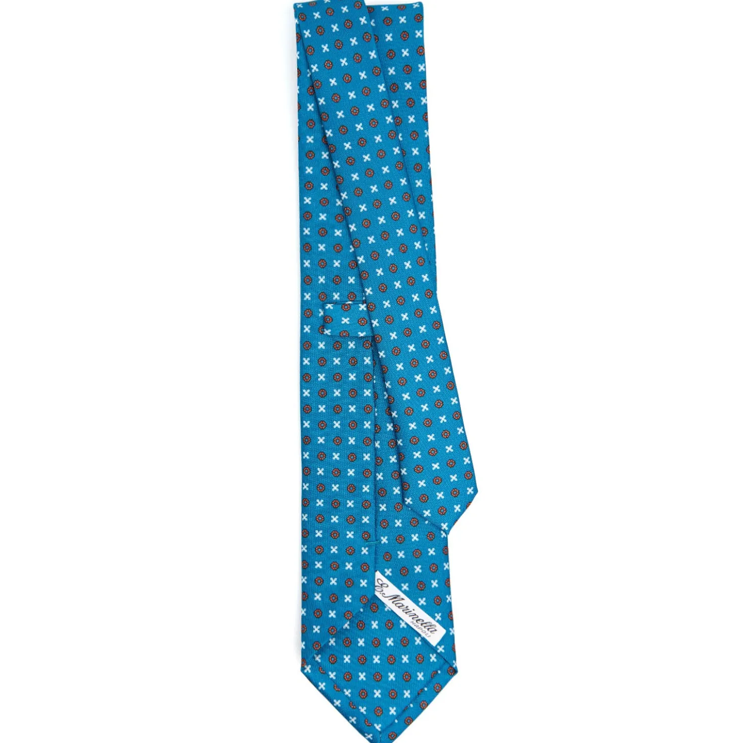 CRAVATTA SARTORIALE CLASSICA IN SETA BLU MEDIO Microfantasia fiore