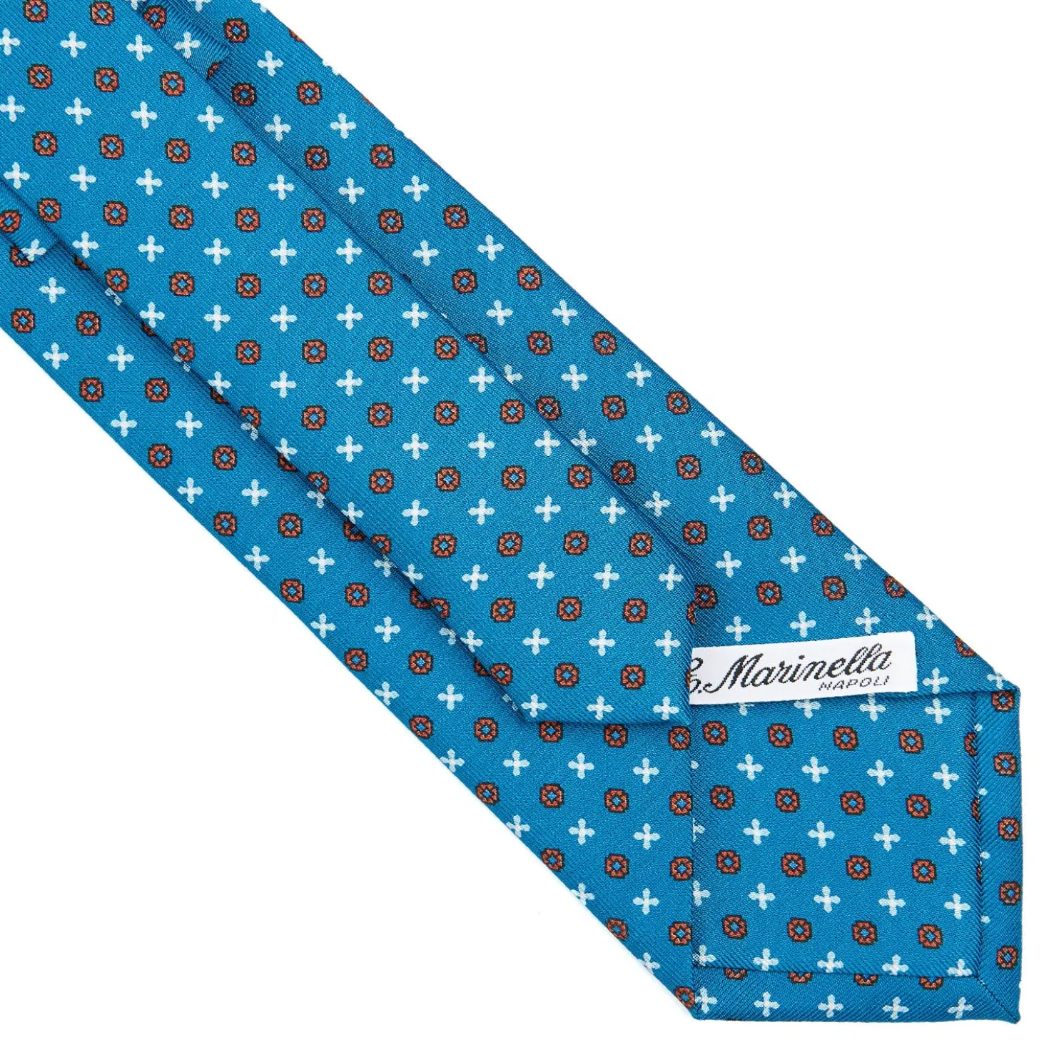 CRAVATTA SARTORIALE CLASSICA IN SETA BLU MEDIO Microfantasia fiore