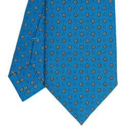 CRAVATTA SARTORIALE CLASSICA IN SETA BLU MEDIO Microfantasia fiore