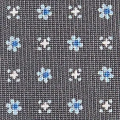 CRAVATTA SARTORIALE CLASSICA IN SETA GRIGIO SCURO Microfantasia fiore