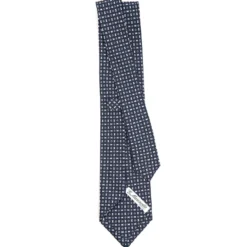 CRAVATTA SARTORIALE CLASSICA IN SETA BLU SCURO Microfantasia fiore