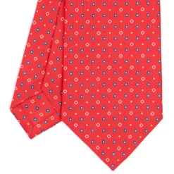 CRAVATTA SARTORIALE CLASSICA IN SETA ROSSA Microfantasia fiore