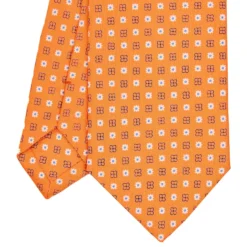 CRAVATTA SARTORIALE CLASSICA IN SETA ARANCIONE Microfantasia fiore
