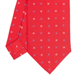 CRAVATTA SARTORIALE CLASSICA IN SETA ROSSA Microfantasia fiore
