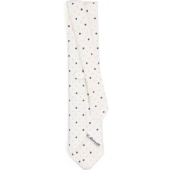 CRAVATTA SARTORIALE CLASSICA IN SETA BIANCA Microfantasia fiore