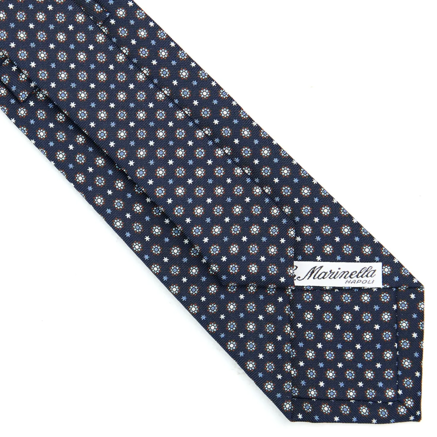 CRAVATTA SARTORIALE CLASSICA IN SETA BLU SCURO Microfantasia fiore