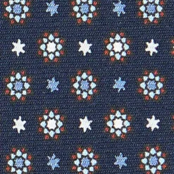 CRAVATTA SARTORIALE CLASSICA IN SETA BLU SCURO Microfantasia fiore