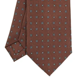CRAVATTA SARTORIALE CLASSICA IN SETA MARRONE SCURO Microfantasia fiore