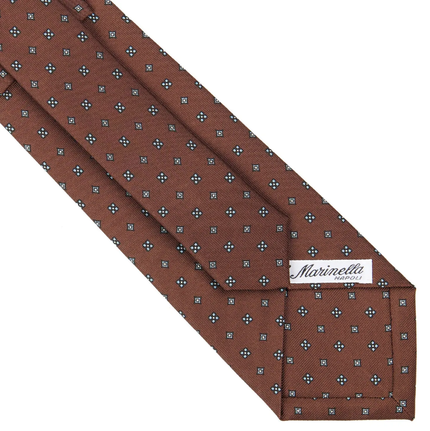 CRAVATTA SARTORIALE CLASSICA IN SETA MARRONE SCURO Microfantasia fiore