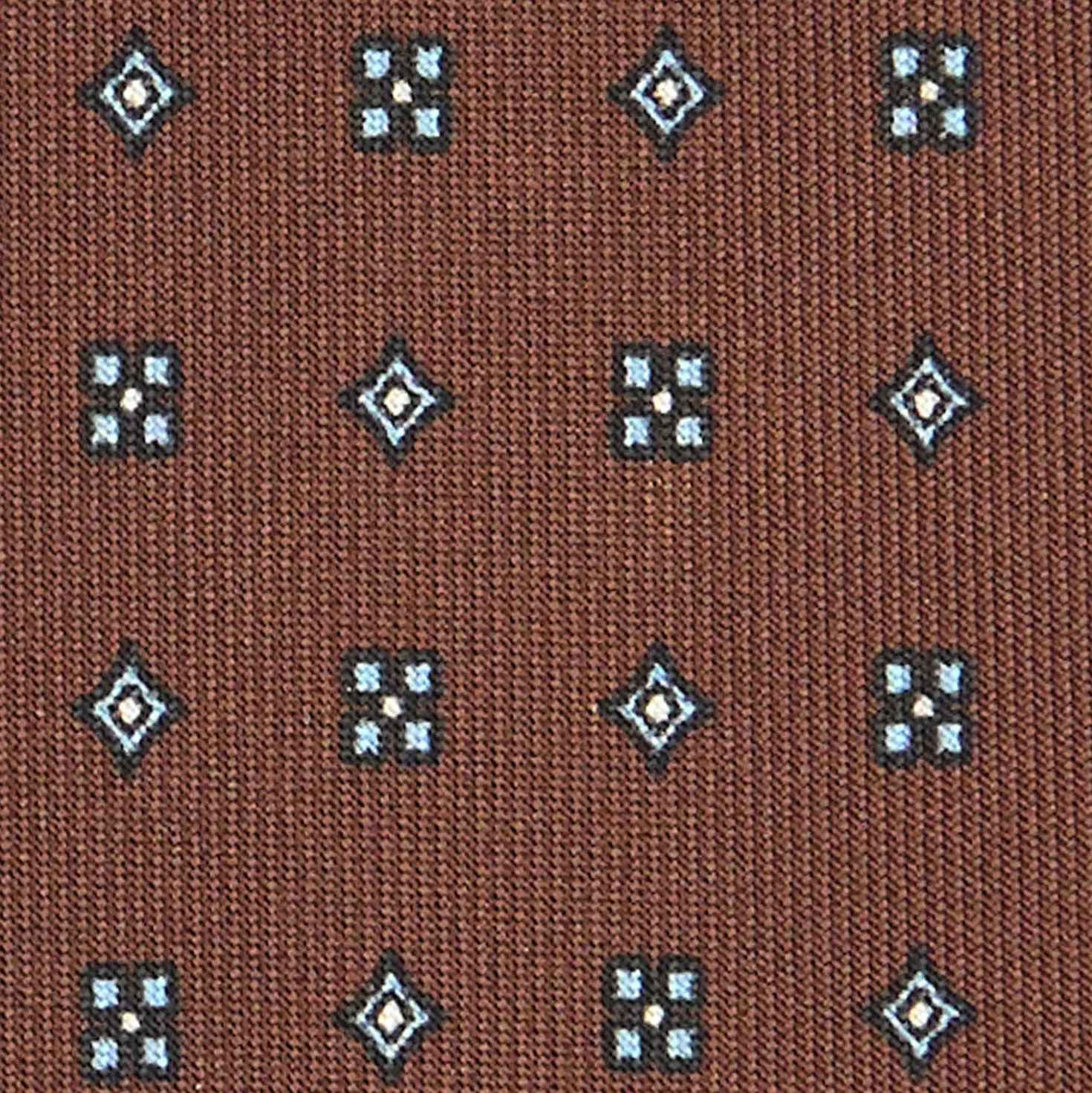 CRAVATTA SARTORIALE CLASSICA IN SETA MARRONE SCURO Microfantasia fiore