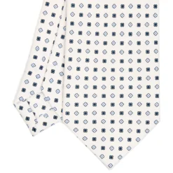 CRAVATTA SARTORIALE CLASSICA IN SETA BIANCA Microfantasia fiore