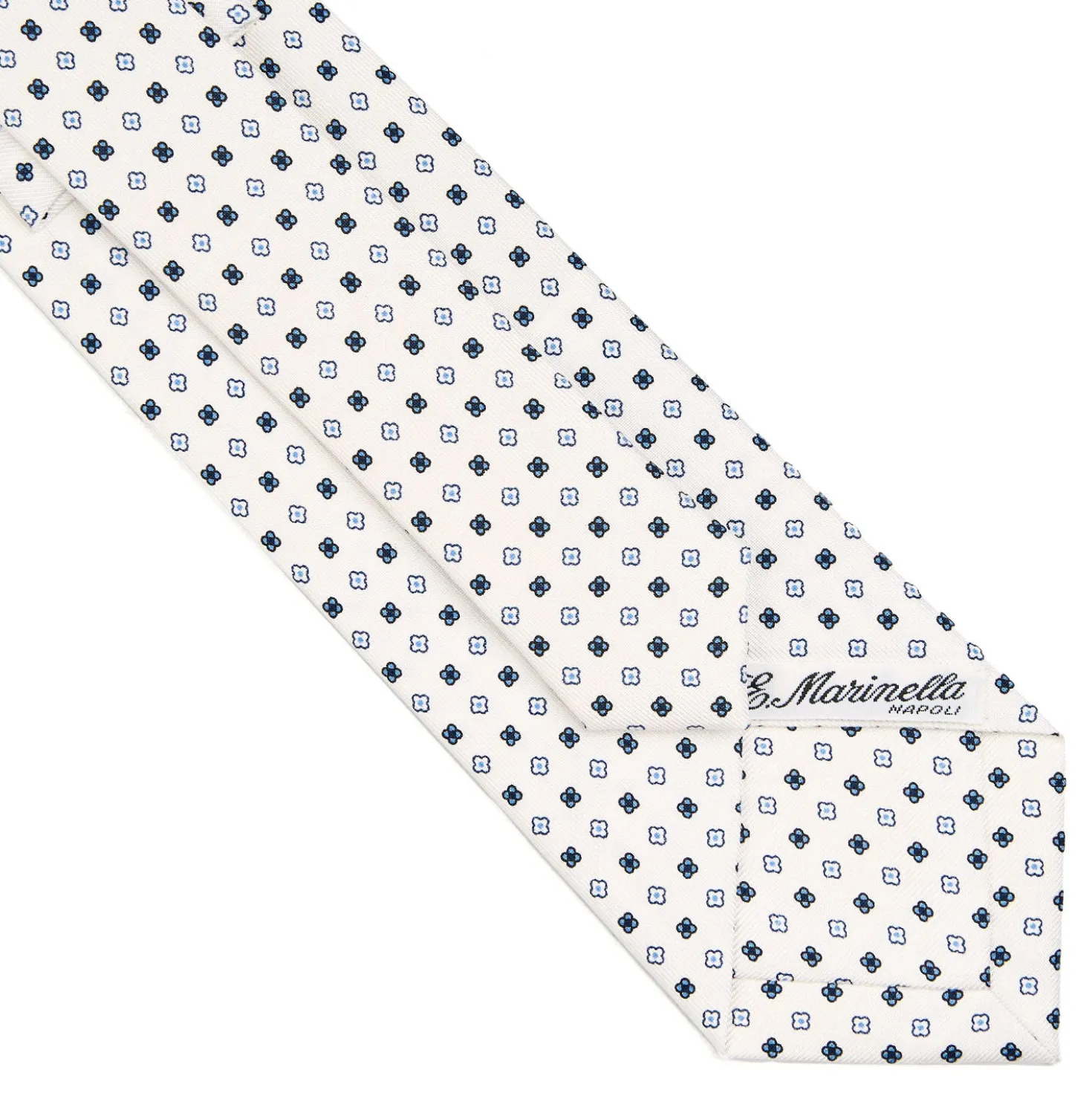 CRAVATTA SARTORIALE CLASSICA IN SETA BIANCA Microfantasia fiore