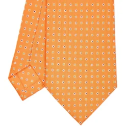 CRAVATTA SARTORIALE CLASSICA IN SETA ARANCIONE Microfantasia fiore