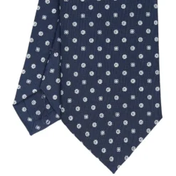 CRAVATTA SARTORIALE CLASSICA IN SETA BLU SCURO Microfantasia fiore