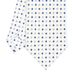CRAVATTA SARTORIALE CLASSICA IN SETA BIANCA Microfantasia fiore