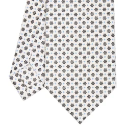 CRAVATTA SARTORIALE CLASSICA IN SETA BIANCA Microfantasia fiore