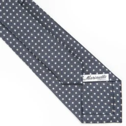 CRAVATTA SARTORIALE CLASSICA IN SETA GRIGIO SCURO Microfantasia fiore