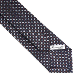 CRAVATTA SARTORIALE CLASSICA IN SETA BLU SCURO Microfantasia fiore