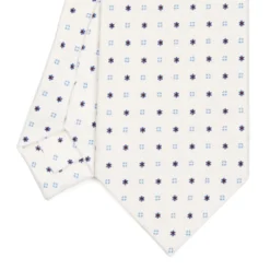 CRAVATTA SARTORIALE CLASSICA IN SETA BIANCA Microfantasia fiore