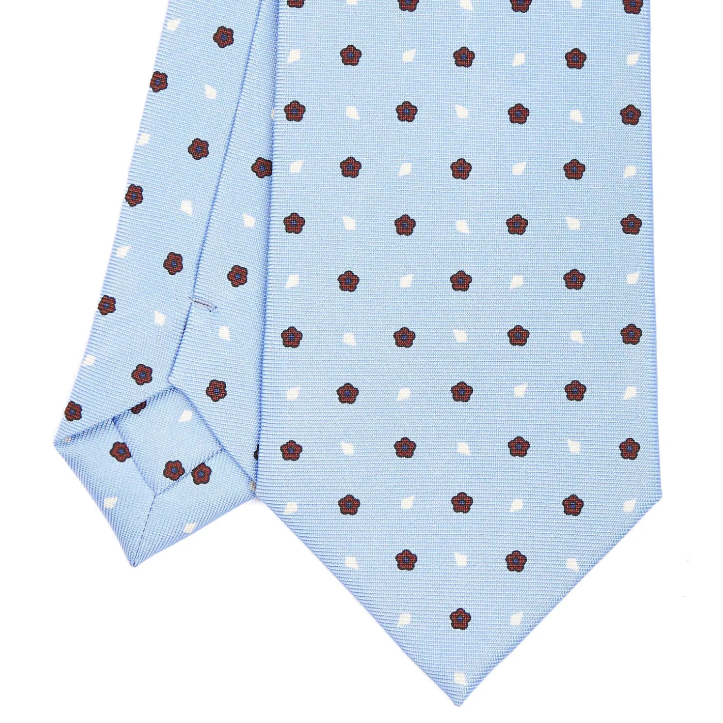 CRAVATTA SARTORIALE CLASSICA IN SETA AZZURRA Microfantasia fiore