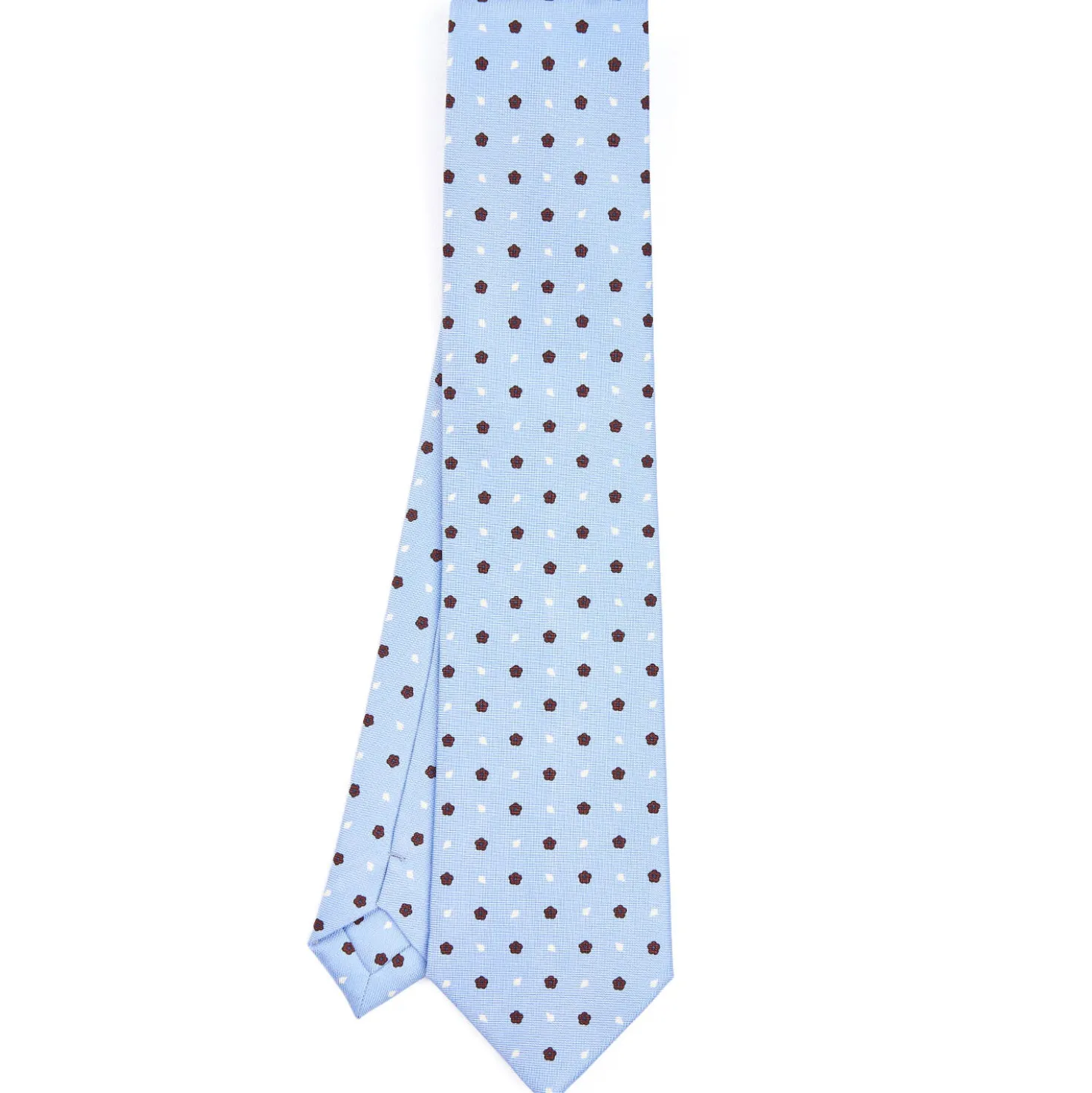 CRAVATTA SARTORIALE CLASSICA IN SETA AZZURRA Microfantasia fiore