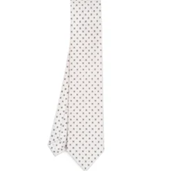 CRAVATTA SARTORIALE CLASSICA IN SETA BIANCA Microfantasia fiore