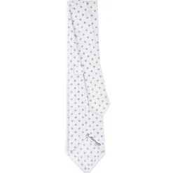 CRAVATTA SARTORIALE CLASSICA IN SETA BIANCA Microfantasia fiore