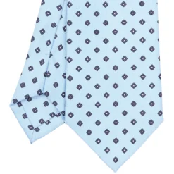 CRAVATTA SARTORIALE CLASSICA IN SETA AZZURRA Microfantasia fiore