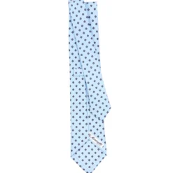 CRAVATTA SARTORIALE CLASSICA IN SETA AZZURRA Microfantasia fiore