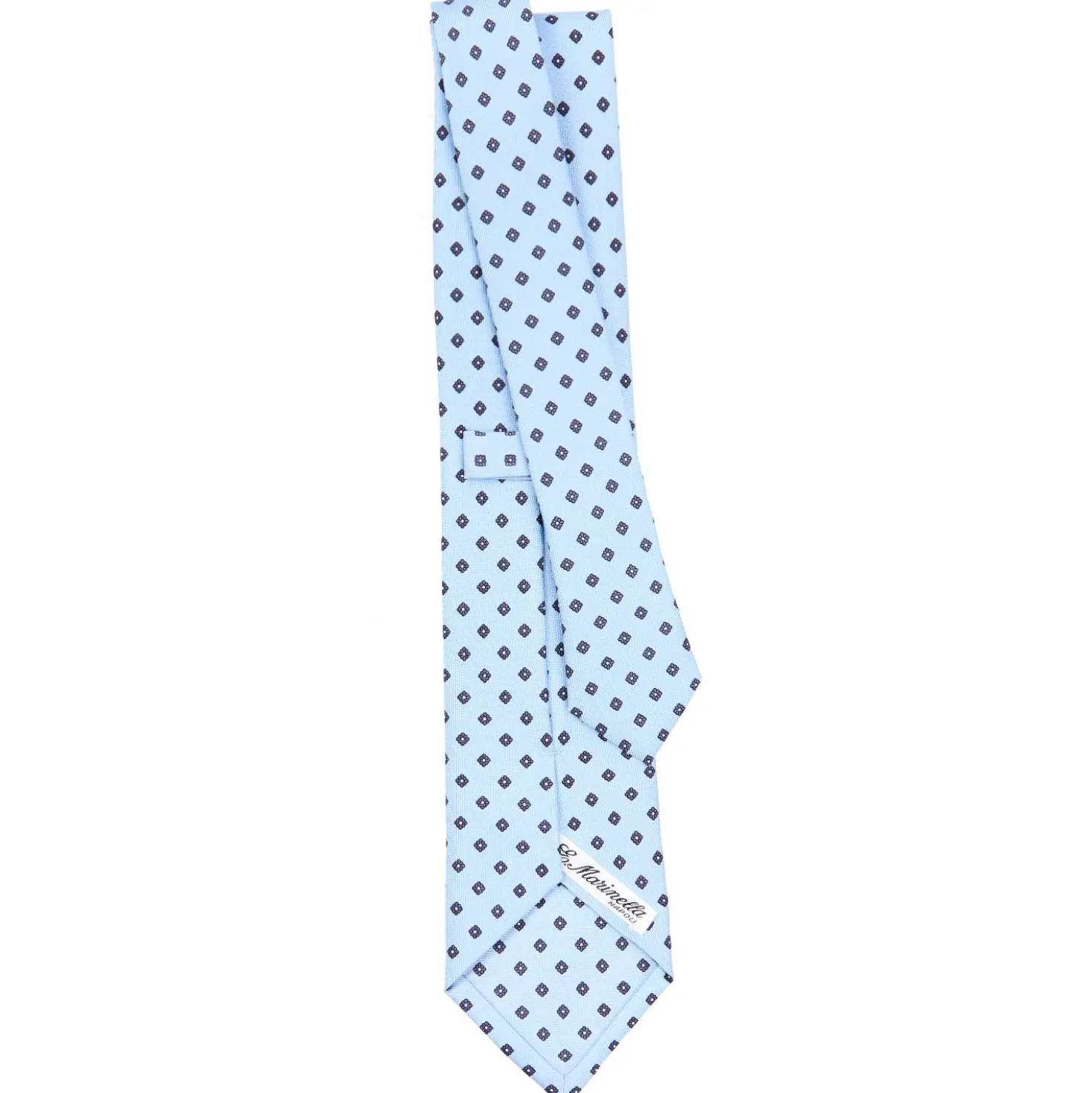 CRAVATTA SARTORIALE CLASSICA IN SETA AZZURRA Microfantasia fiore