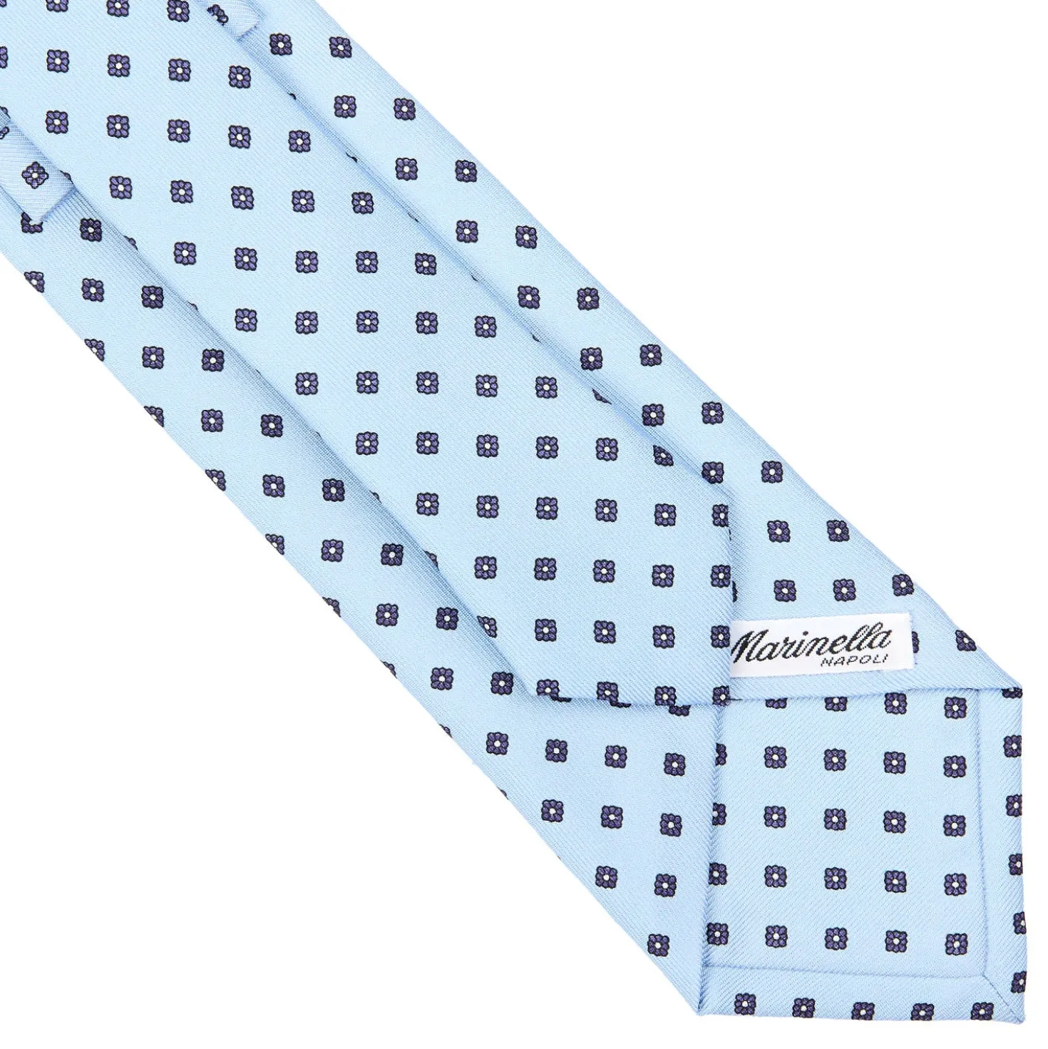 CRAVATTA SARTORIALE CLASSICA IN SETA AZZURRA Microfantasia fiore