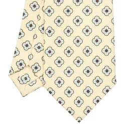 CRAVATTA SARTORIALE CLASSICA IN SETA GIALLA Microfantasia fiore