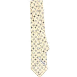 CRAVATTA SARTORIALE CLASSICA IN SETA GIALLA Microfantasia fiore
