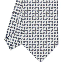 CRAVATTA SARTORIALE CLASSICA IN SETA BIANCA Microfantasia fiore