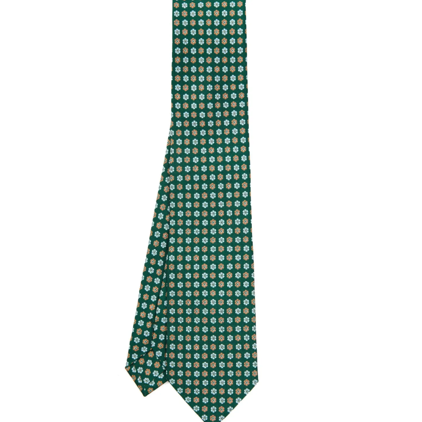 CRAVATTA SARTORIALE CLASSICA IN SETA VERDE SCURO Microfantasia fiore