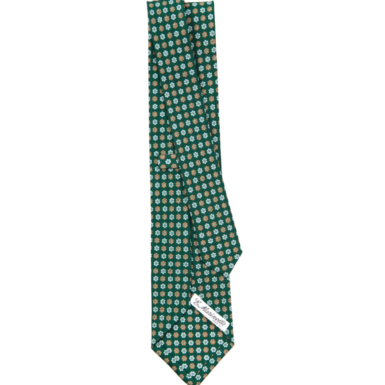 CRAVATTA SARTORIALE CLASSICA IN SETA VERDE SCURO Microfantasia fiore