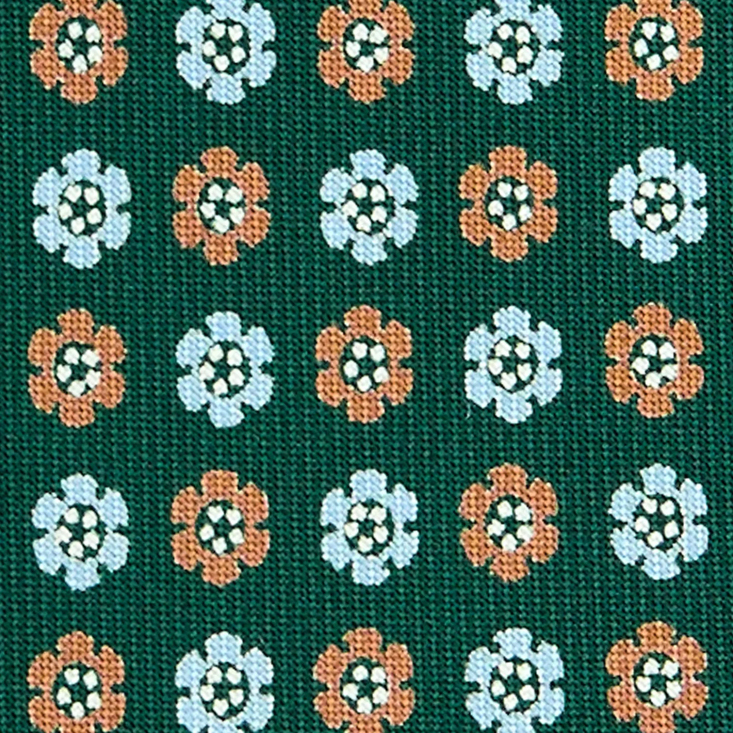 CRAVATTA SARTORIALE CLASSICA IN SETA VERDE SCURO Microfantasia fiore