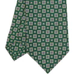 CRAVATTA SARTORIALE CLASSICA IN SETA VERDE SCURO Microfantasia fiore