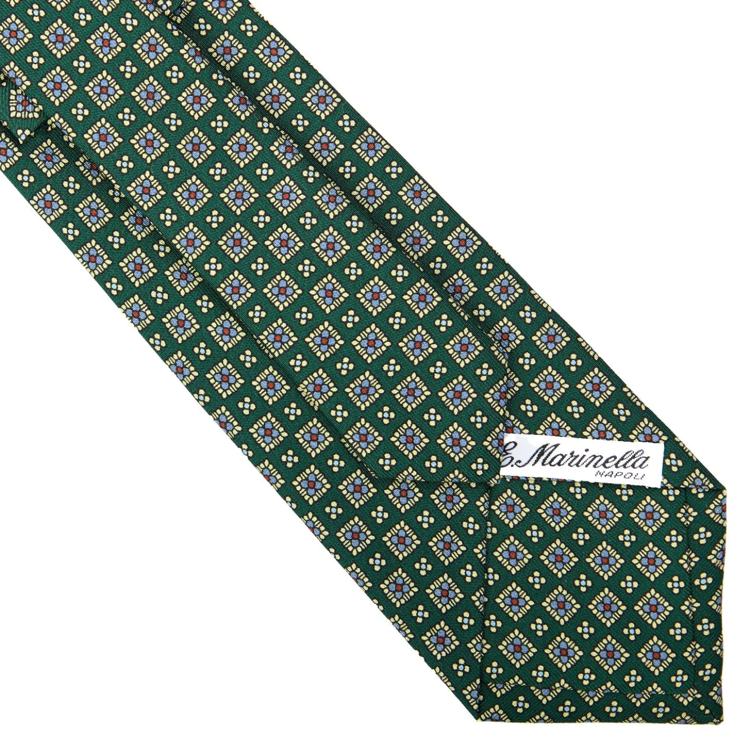 CRAVATTA SARTORIALE CLASSICA IN SETA VERDE SCURO Microfantasia fiore